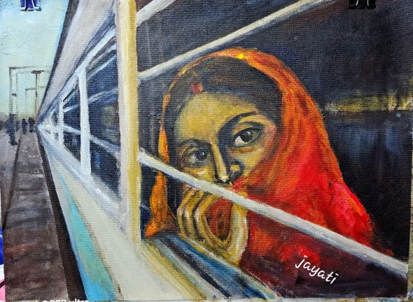 Longing (ART-18580-122568) - Handpainted Art Painting - 11in X 16in