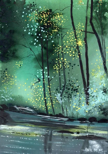 Connecting Dots In Nature (ART-924-122633) - Handpainted Art Painting - 9in X 13in