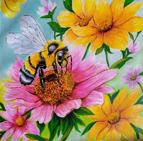Honey Bee (PRT-8347-122655) - Canvas Art Print - 30in X 30in