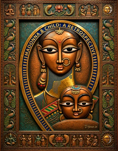 Yashoda And Krishna (PRT-18374-122504) - Canvas Art Print - 24in X 30in