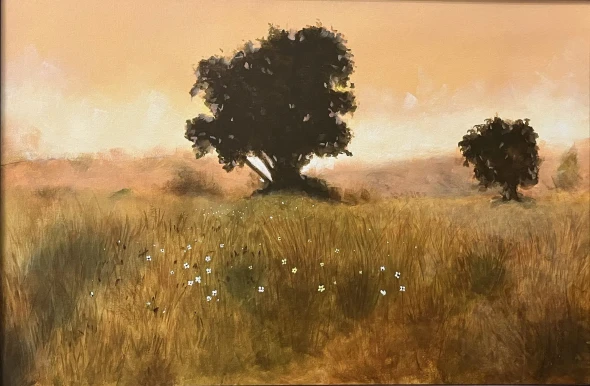 Golden Silence (ART-18557-122627) - Handpainted Art Painting - 36in X 24in