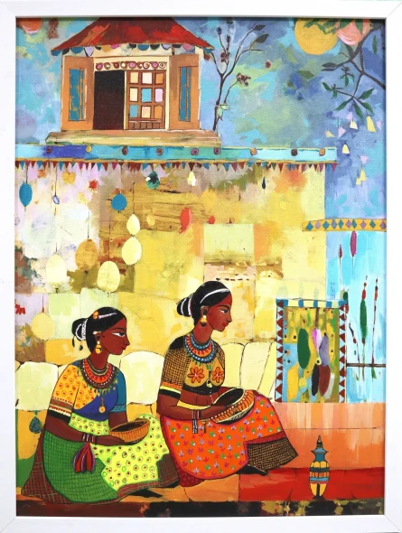 Diwali Decoration (ART-18572-122676) - Handpainted Art Painting - 18in X 24in