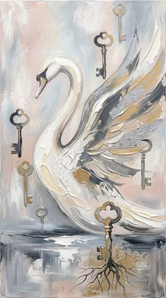 The Silent Key Of Grace - Series: Beasts Of The Inner Cosmos - 14 (PRT-15697-122749) - Canvas Art Print - 33in X 60in