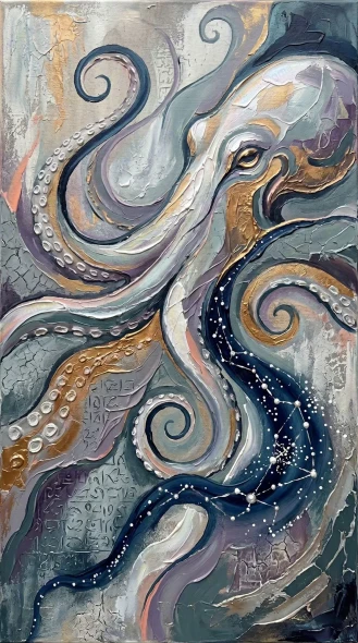 The Oceanic Dream Weaver - Series: Beasts Of The Inner Cosmos - 10 (PRT-15697-122734) - Canvas Art Print - 33in X 60in