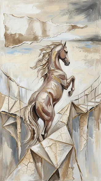 The Bridge Of Trust - Series: Beasts Of The Inner Cosmos - 09 (PRT-15697-122733) - Canvas Art Print - 33in X 60in