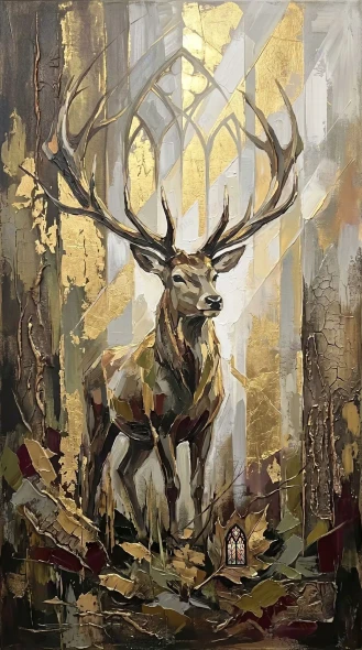 Light Beneath The Branches - Series: Beasts Of The Inner Cosmos - 03 (PRT-15697-122727) - Canvas Art Print - 33in X 60in