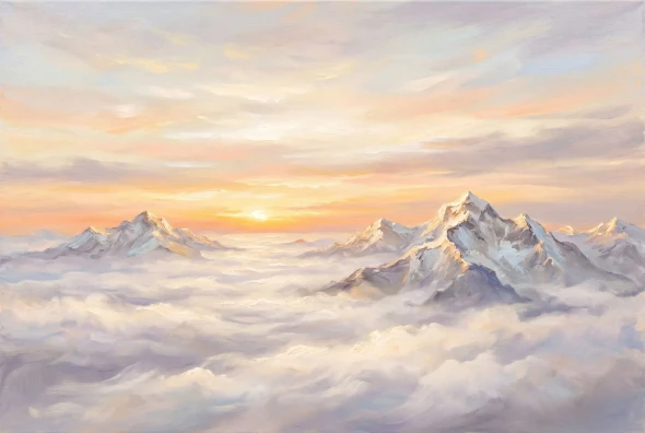 The Himalayas Awaken In Gold. (Sacred Peaks — A Himalayan Landscape Collection) (PRT-15697-122681) - Canvas Art Print - 60in X 40in