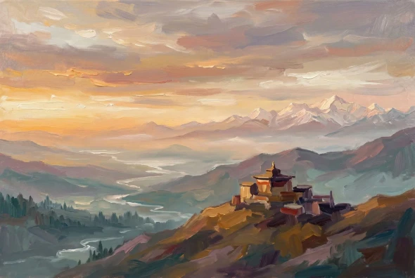 Valley Of Quiet Prayers (Sacred Peaks — A Himalayan Landscape Collection) (PRT-15697-122690) - Canvas Art Print - 60in X 40in