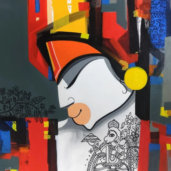 THE ETERNAL DEVOTEE (ART-8184-122785) - Handpainted Art Painting - 22in X 22in