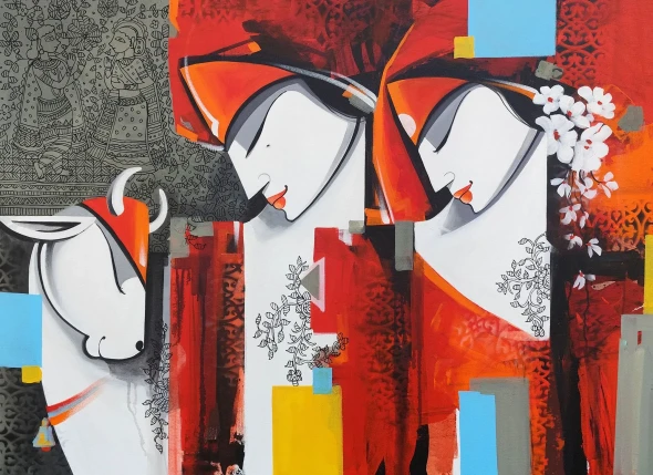 Eternal Together (ART-8184-122784) - Handpainted Art Painting - 48in X 36in