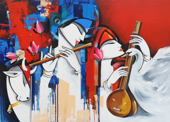 Music Momet (ART-8184-122783) - Handpainted Art Painting - 36in X 48in