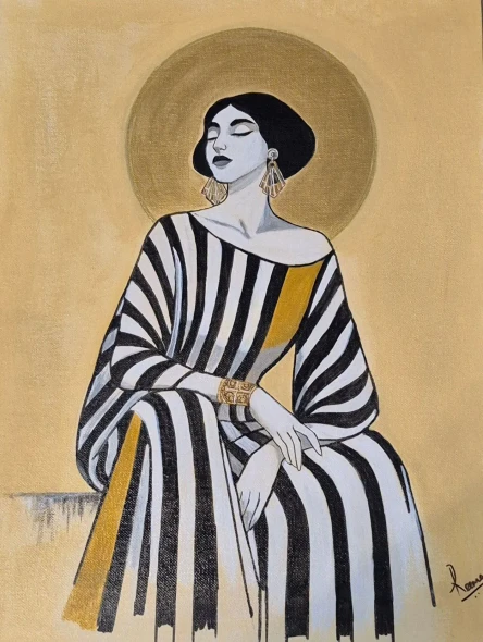 Language Of Stripes (ART-18620-122801) - Handpainted Art Painting - 12in X 16in