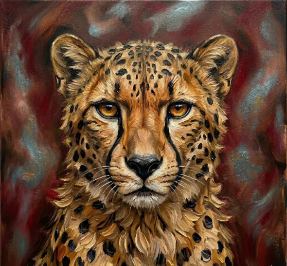 Textured Painting Of Cheetah (ART-3319-122759) - Handpainted Art Painting - 30in X 30in