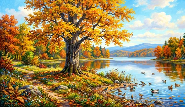 Heaven View Nature Mountains Forest Scenery Landscape Painting (ART-3319-122713) - Handpainted Art Painting - 48in X 24in