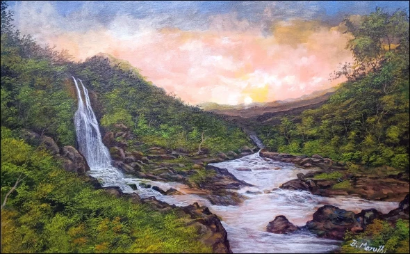Landscape Painting (ART-1342-122814) - Handpainted Art Painting - 30in X 18in