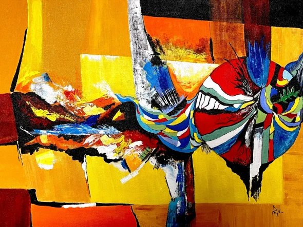 Fragments Of Colour (ART-7091-122896) - Handpainted Art Painting - 24in X 18in