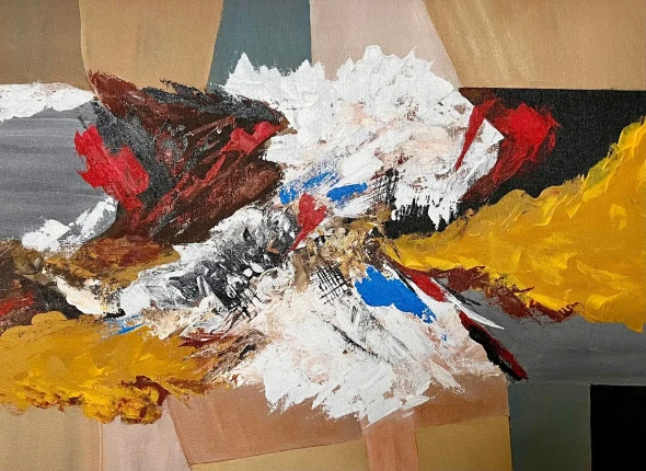Energetic Collision (ART-7091-122894) - Handpainted Art Painting - 24in X 18in