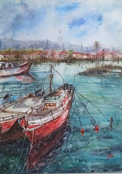 Seascape 2 (ART-7460-122893) - Handpainted Art Painting - 12in X 16in