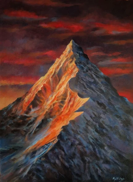 Crown Of The Mountain (ART-4209-122843) - Handpainted Art Painting - 18in X 24in