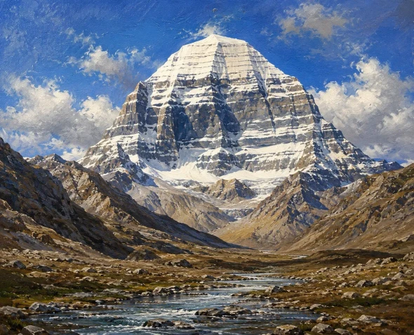 Mount Kailash (PRT-8645-122887) - Canvas Art Print - 18in X 15in