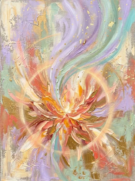 Golden Gratitude Bloom | Luminous Awakening Collection | 01 Of 50 (PRT-15697-122846) - Canvas Art Print - 45in X 60in