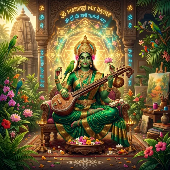 Matangi Ma - Goddess Of Sacred Speech & Song | Soul Of The Performer | Divine Art Print (PRT-8740-122831) - Canvas Art Print - 12in X 12in