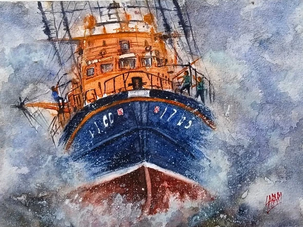 SEASCAPE SERIES 3 (ART-7460-122919) - Handpainted Art Painting - 16in X 12in
