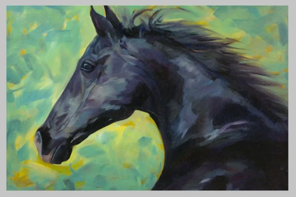 Spirit Horse Painting (ART-18572-122665) - Handpainted Art Painting - 36in X 24in
