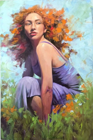 Wild And Free (ART-5120-122946) - Handpainted Art Painting - 24in X 36in