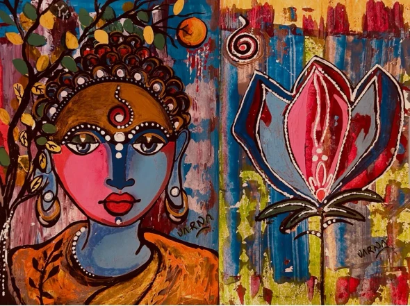 Buddha Lotus Monsoon (PRT-8079-123007) - Canvas Art Print - 18in X 13in