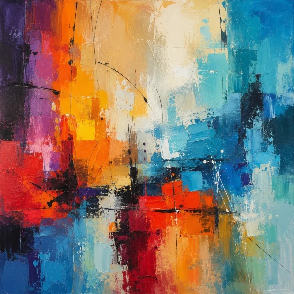 Symphony Of Chaos – Large Abstract Canvas Painting (ART-3319-122985) - Handpainted Art Painting - 36in X 36in