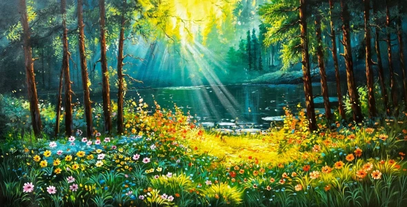 Landscape Painting (ART-6706-123013) - Handpainted Art Painting - 48in X 30in