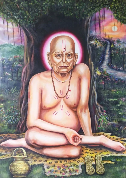 Shri Swami Samarth (ART-18638-123232) - Handpainted Art Painting - 30in X 40in