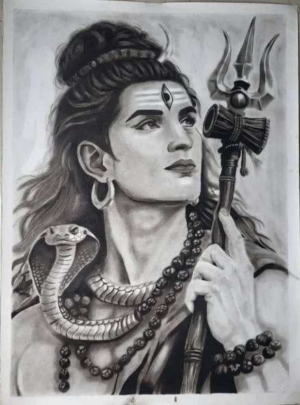 Mahadev - The Internal Calm (ART-18665-123182) - Handpainted Art Painting - 22in X 30in