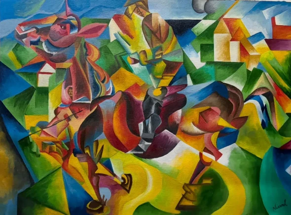 HORSE (ART-8348-123163) - Handpainted Art Painting - 25in X 18in