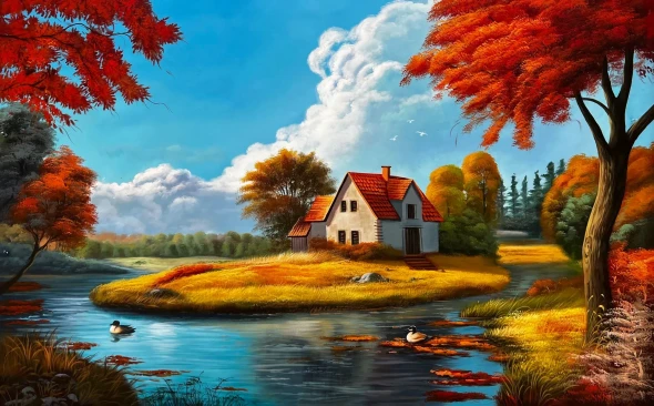 Landscape Painting (ART-6706-123016) - Handpainted Art Painting - 60in X 36in