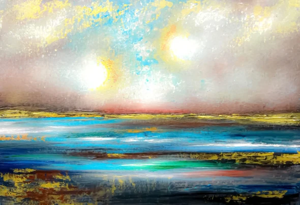 Ocean Of Tranquility (ART-8156-123081) - Handpainted Art Painting - 38in X 26in
