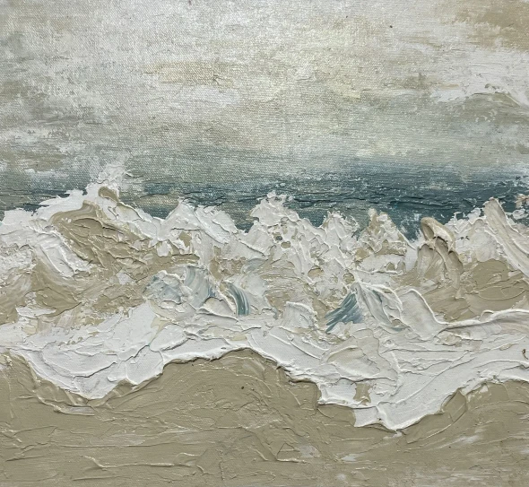 Ashen Waves (ART-8156-123057) - Handpainted Art Painting - 9in X 12in