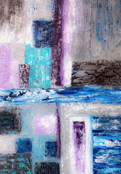 Azure Geometry (ART-8156-123082) - Handpainted Art Painting - 26in X 38in