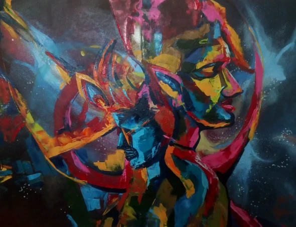 The Cosmic Union (ART-18692-123235) - Handpainted Art Painting - 40in X 30in