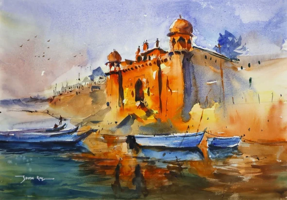 Fortress Of Light (ART-5774-123152) - Handpainted Art Painting - 20in X 14in