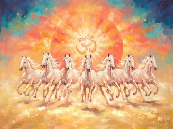 Seven Horses Of Dawn (PRT-15697-123227) - Canvas Art Print - 60in X 45in
