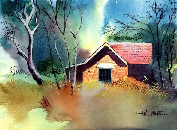 New Farm House (PRT-924-123199) - Canvas Art Print - 24in X 18in