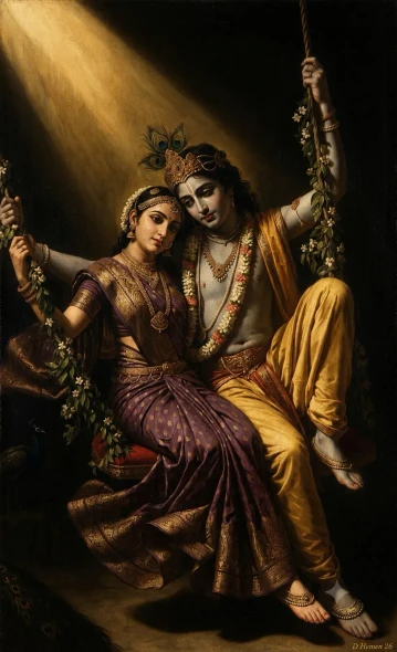 Celestial Swing: The Eternal Embrace (PRT-18374-123150) - Canvas Art Print - 22in X 36in