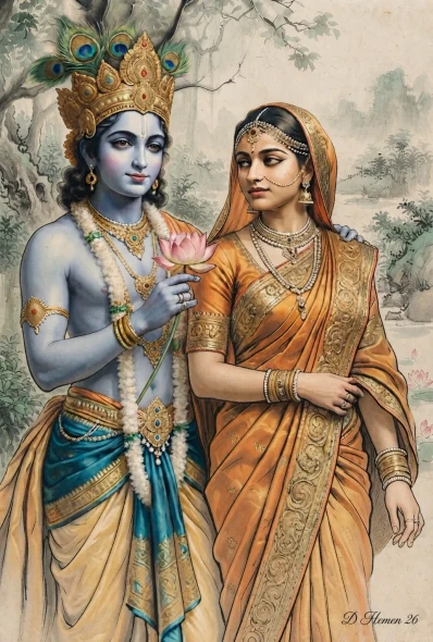 Divine Resonance: An Eternal Lila (PRT-18374-123149) - Canvas Art Print - 20in X 30in