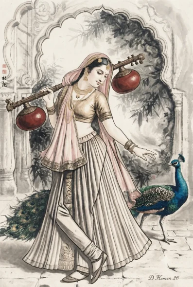 Echoes Of Separation: Todi Ragini (PRT-18374-123148) - Canvas Art Print - 24in X 36in