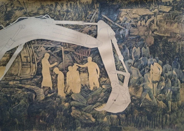Slum Eviction (PRT-18009-123266) - Canvas Art Print - 30in X 21in