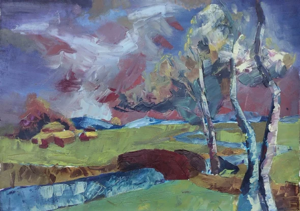The Creative Landscape Series -3 (ART-18692-123292) - Handpainted Art Painting - 18in X 24in