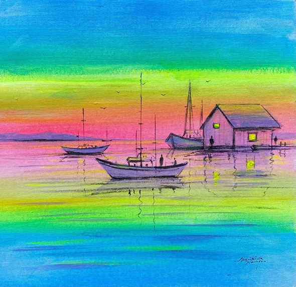 Colorful Painting (ART-3512-123284) - Handpainted Art Painting - 12in X 12in