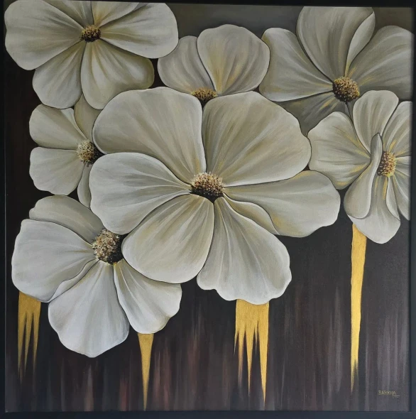 Petals In The Shadows (ART-18641-123218) - Handpainted Art Painting - 36in X 36in